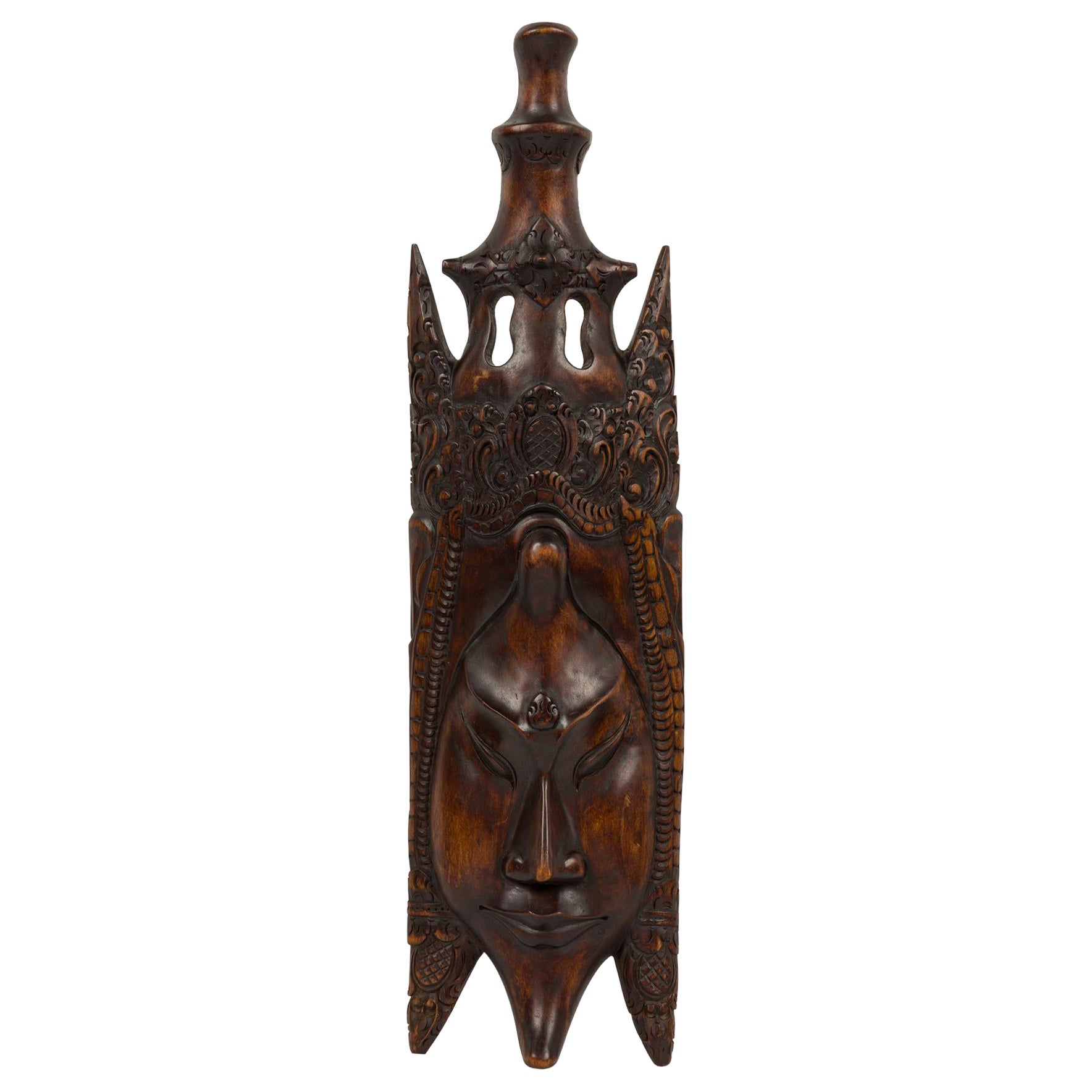 Indonesian Contemporary Wood Carved Sinta Mask Wall Decor