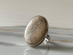 Indonesian coral fossil silver ring