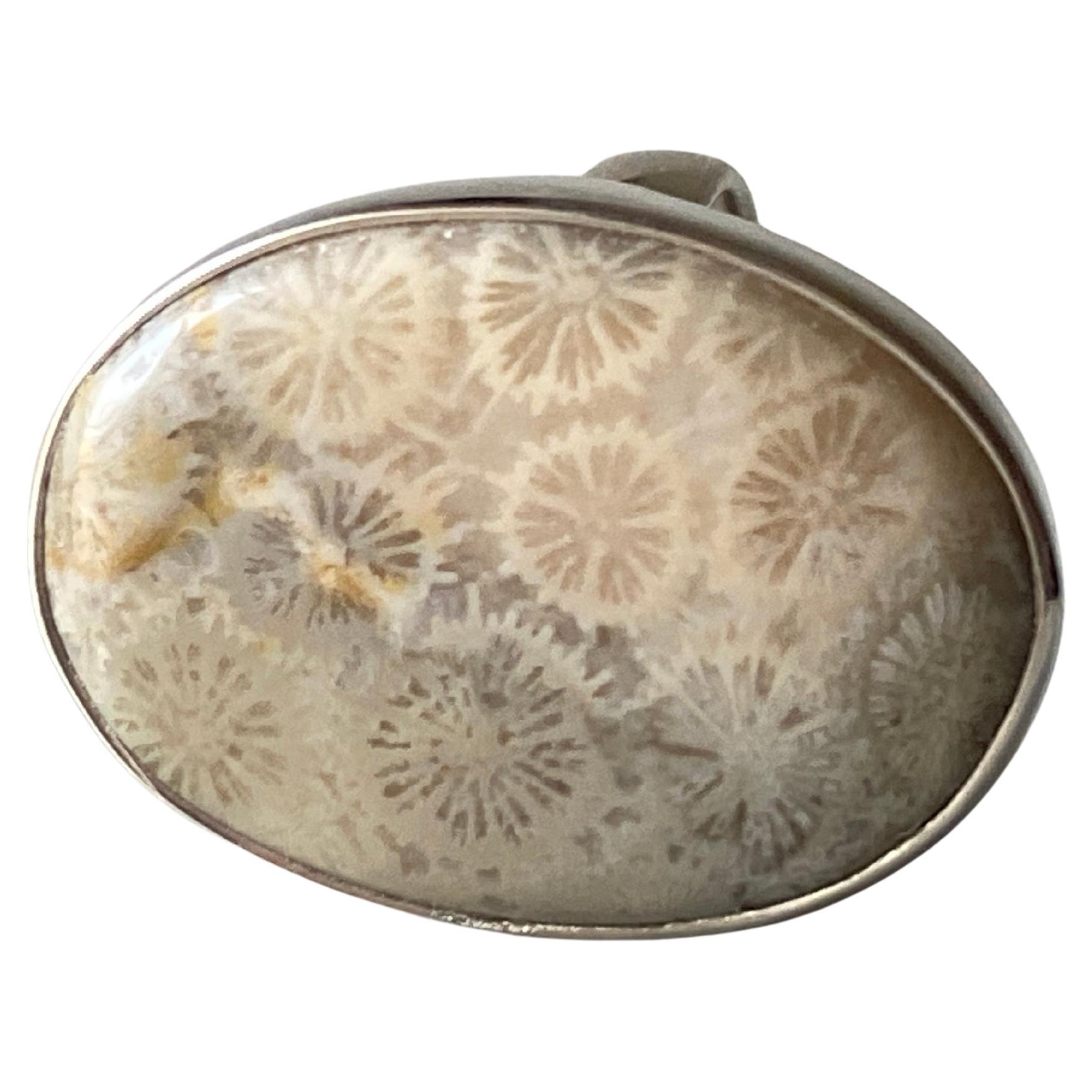 Indonesian coral fossil silver ring