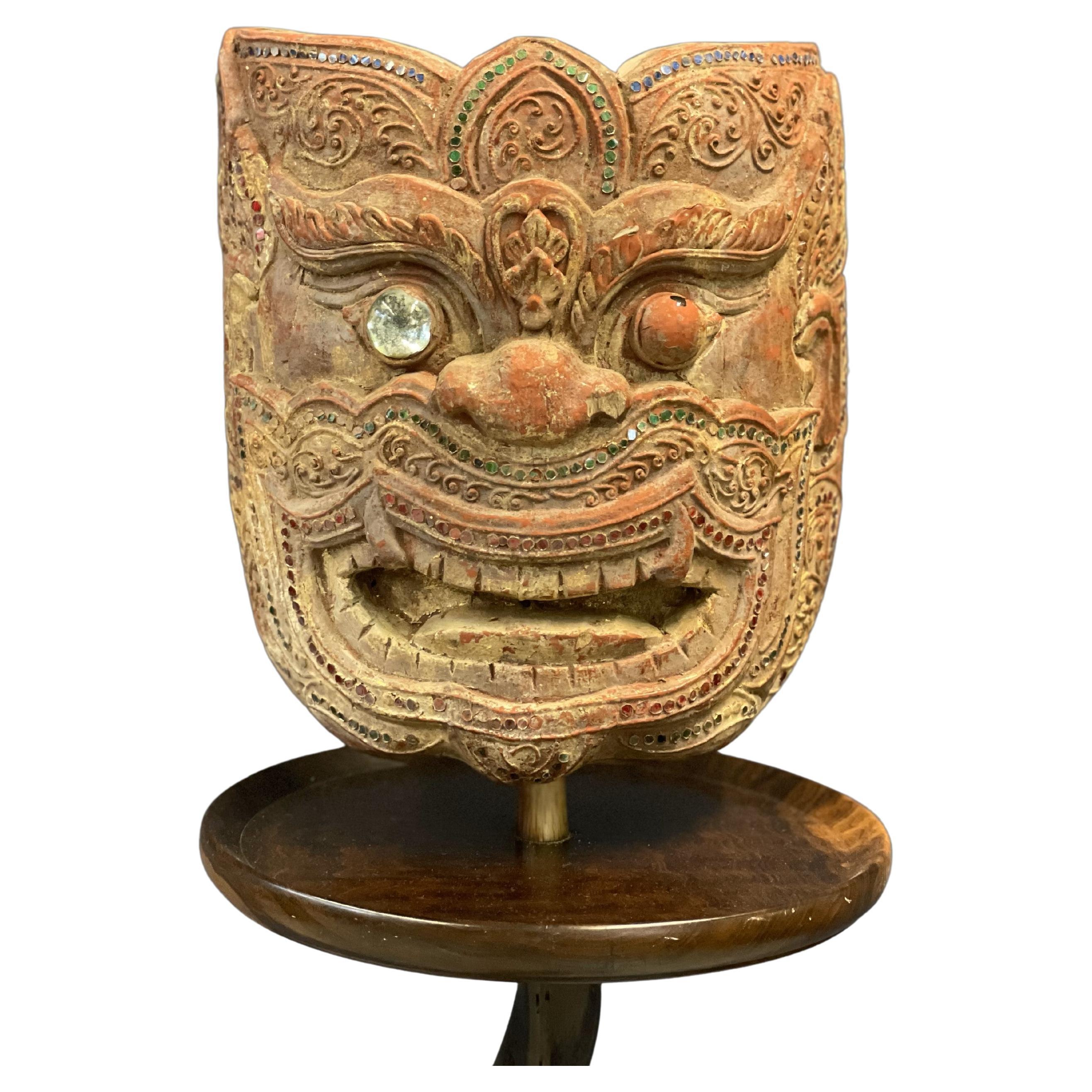 Polychrome Tiger/Lion Nuo Mask From Shanxi - 19thC Polychrome Tiger/Lion Nuo Mask From Shanxi - 19thC