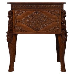 Indonesian Hand Carved Treasure box on stand 1920s