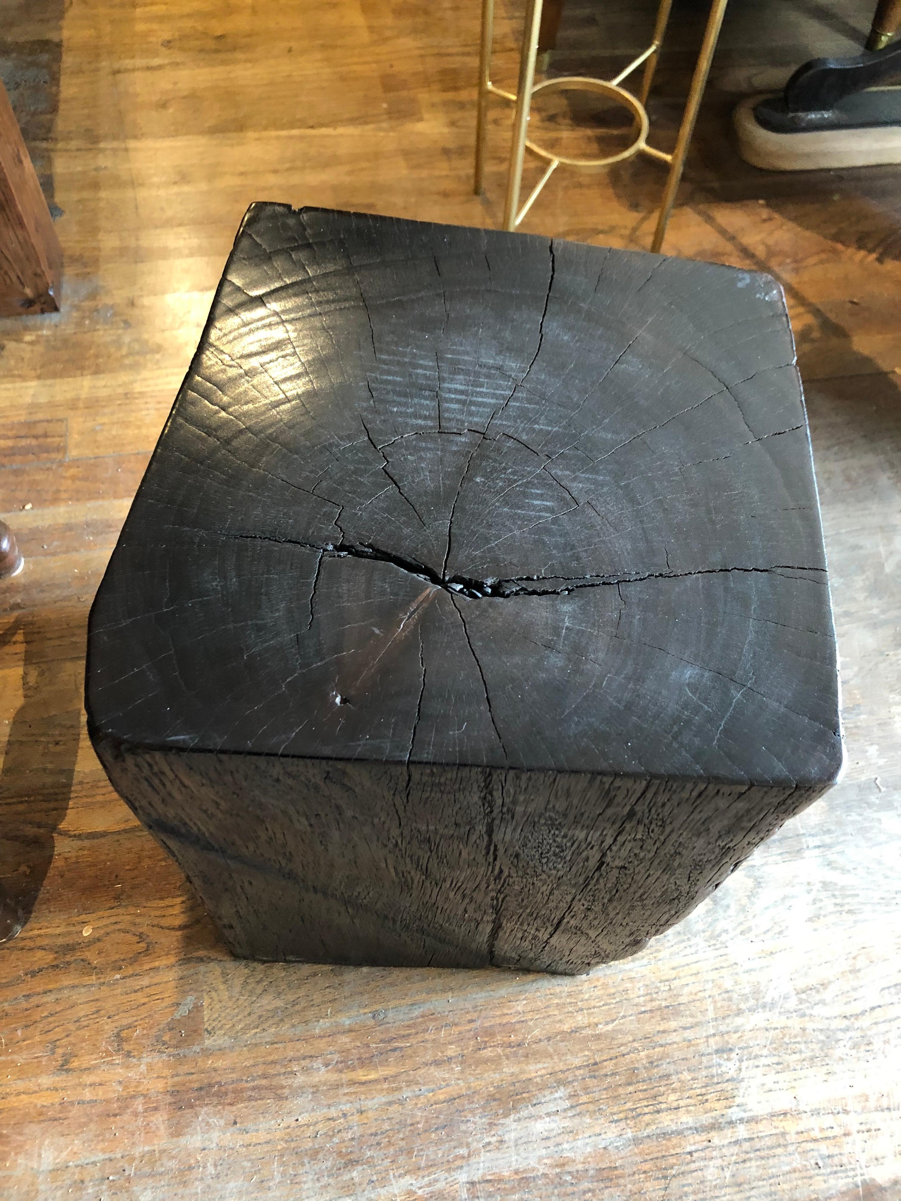 Cut from the bridge supports recovered from the Mahakam River in Borneo. 
Highly polished with a deep lustrous patination. Great to use as a small side table or pedestal. 
Measures: 18