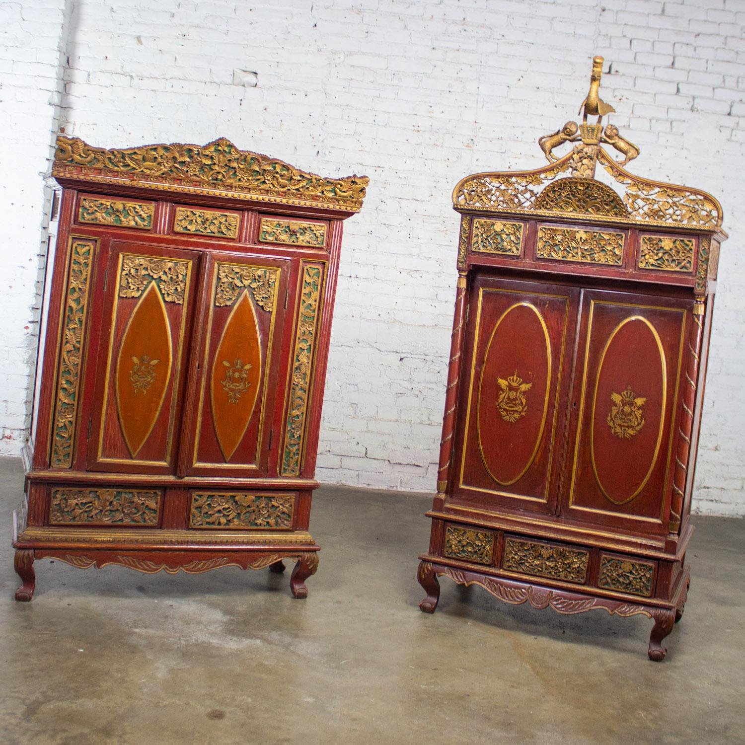 Scatola da sposa imperiale indonesiana Maduran o Jodang Dowry Chests Bride & Groom Coppia di sposi in vendita 2