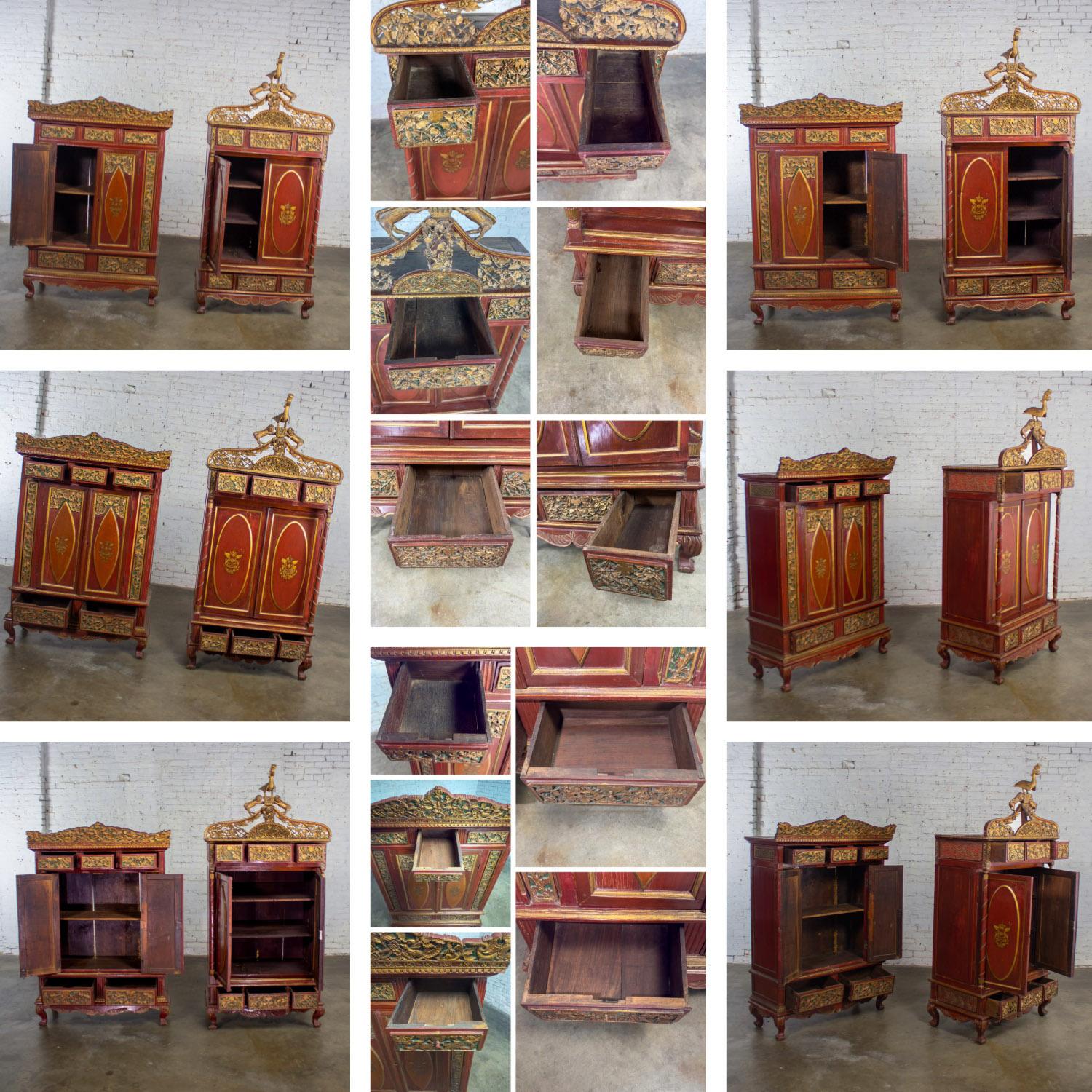 Scatola da sposa imperiale indonesiana Maduran o Jodang Dowry Chests Bride & Groom Coppia di sposi in vendita 5