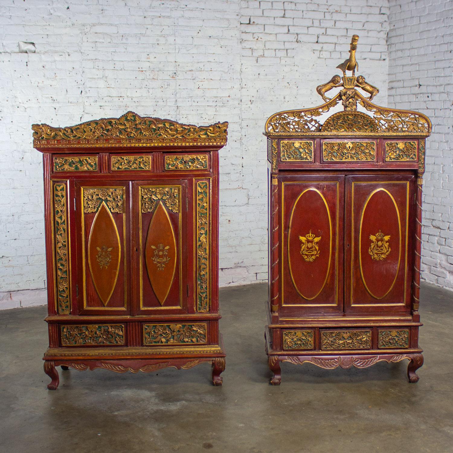 Scatola da sposa imperiale indonesiana Maduran o Jodang Dowry Chests Bride & Groom Coppia di sposi in vendita 11