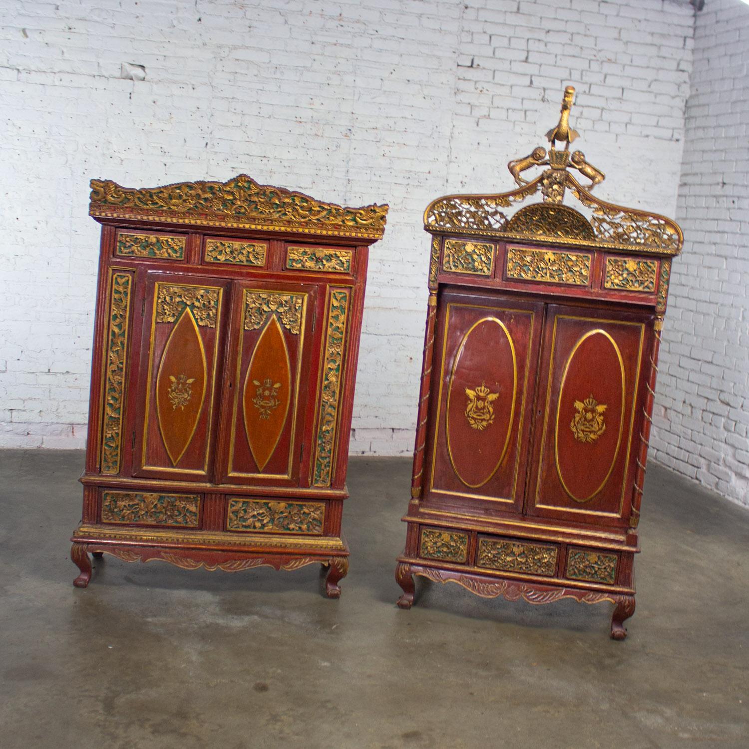 Indonesiano Scatola da sposa imperiale indonesiana Maduran o Jodang Dowry Chests Bride & Groom Coppia di sposi in vendita