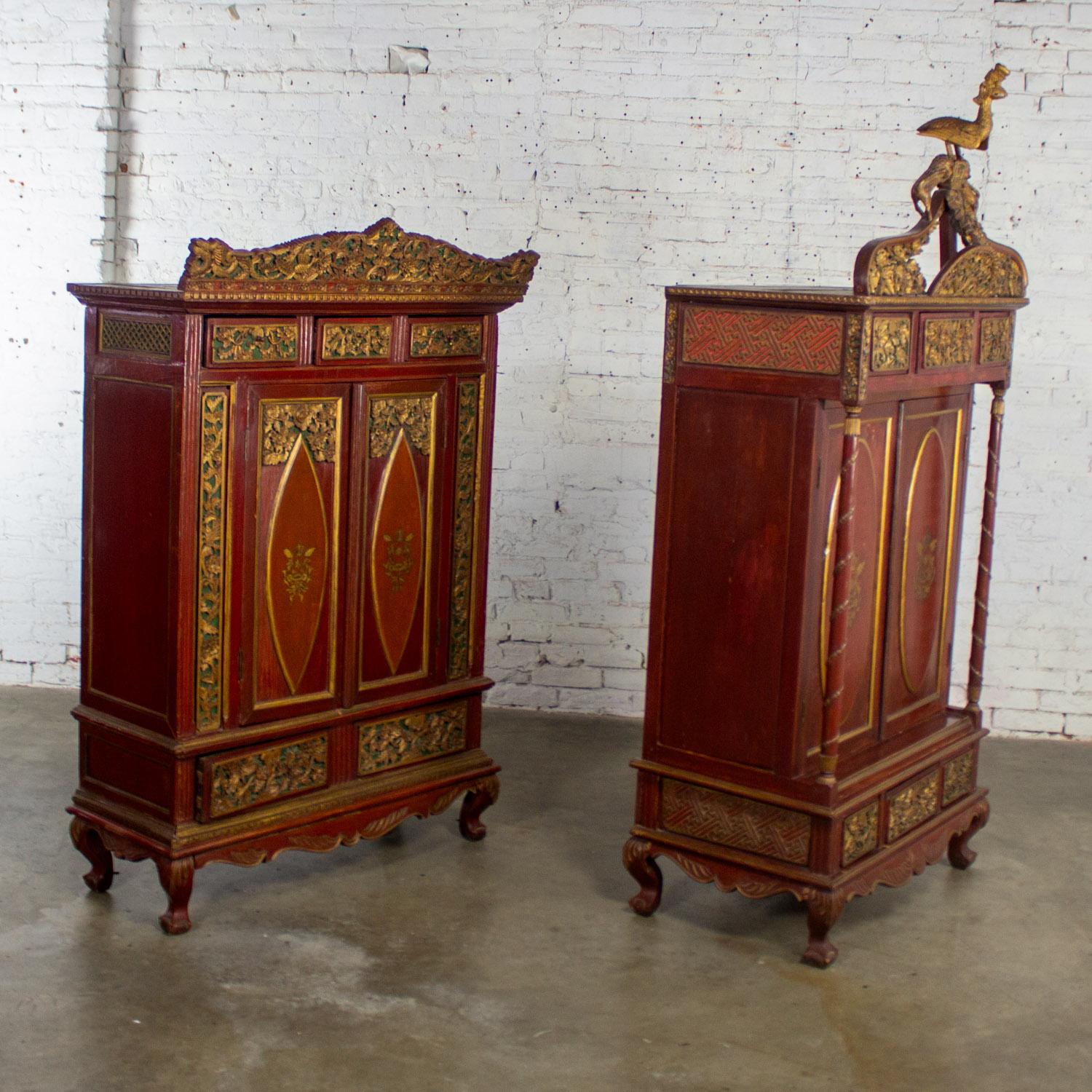 Scatola da sposa imperiale indonesiana Maduran o Jodang Dowry Chests Bride & Groom Coppia di sposi In condizioni buone in vendita a Topeka, KS