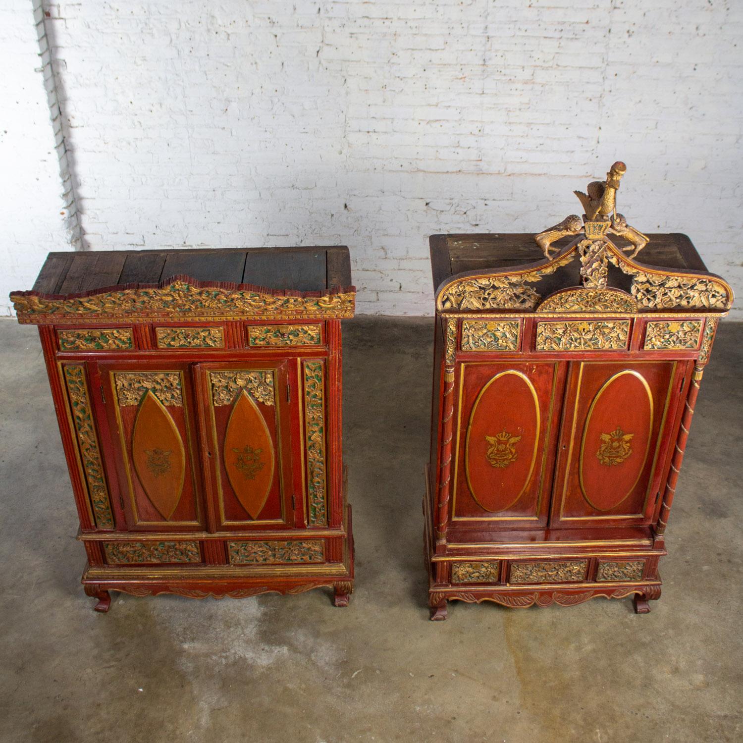 XIX secolo Scatola da sposa imperiale indonesiana Maduran o Jodang Dowry Chests Bride & Groom Coppia di sposi in vendita