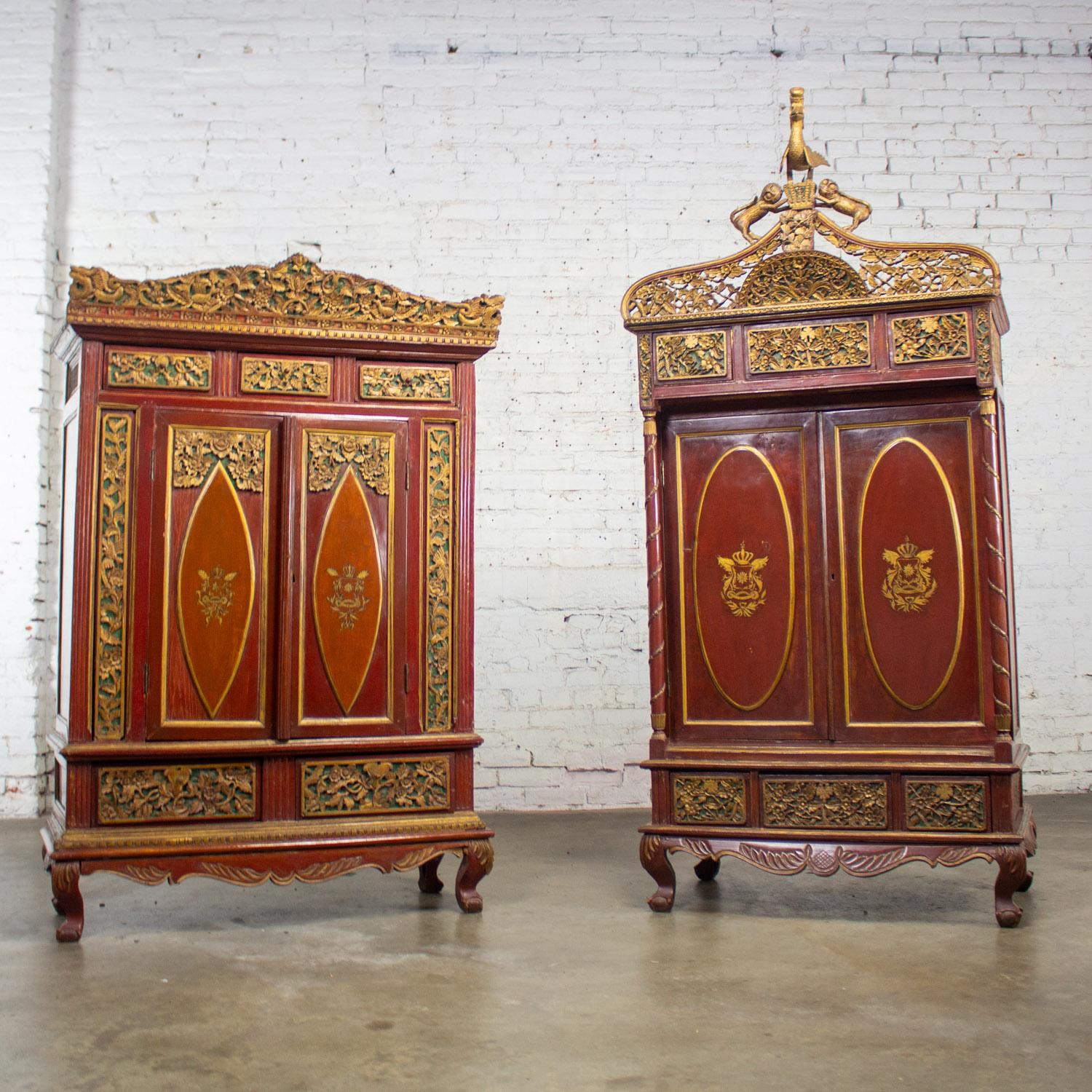 Scatola da sposa imperiale indonesiana Maduran o Jodang Dowry Chests Bride & Groom Coppia di sposi in vendita 1