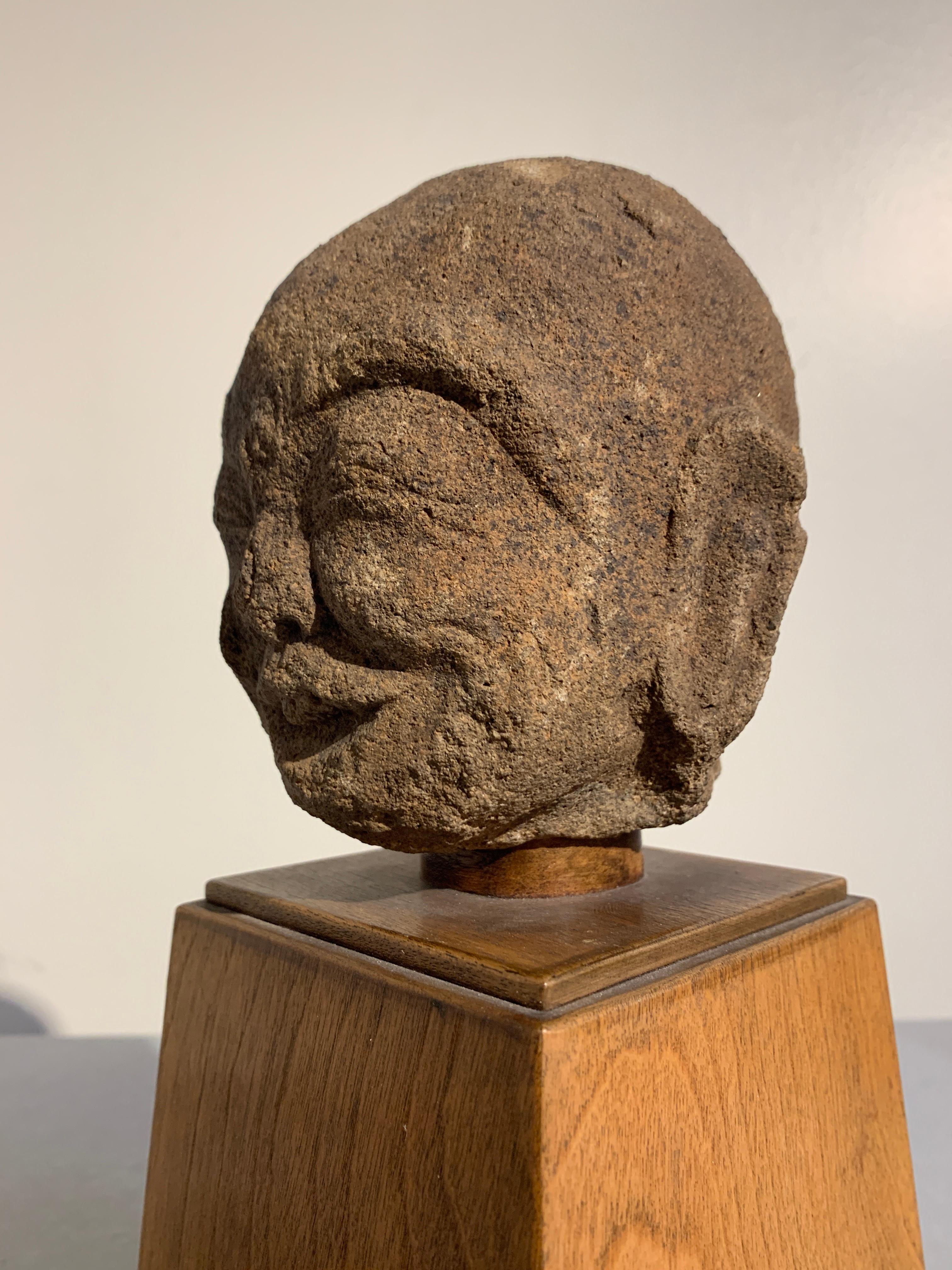 Indonesian Majapahit Terracotta Head of a Male, circa 14th Century For Sale 1