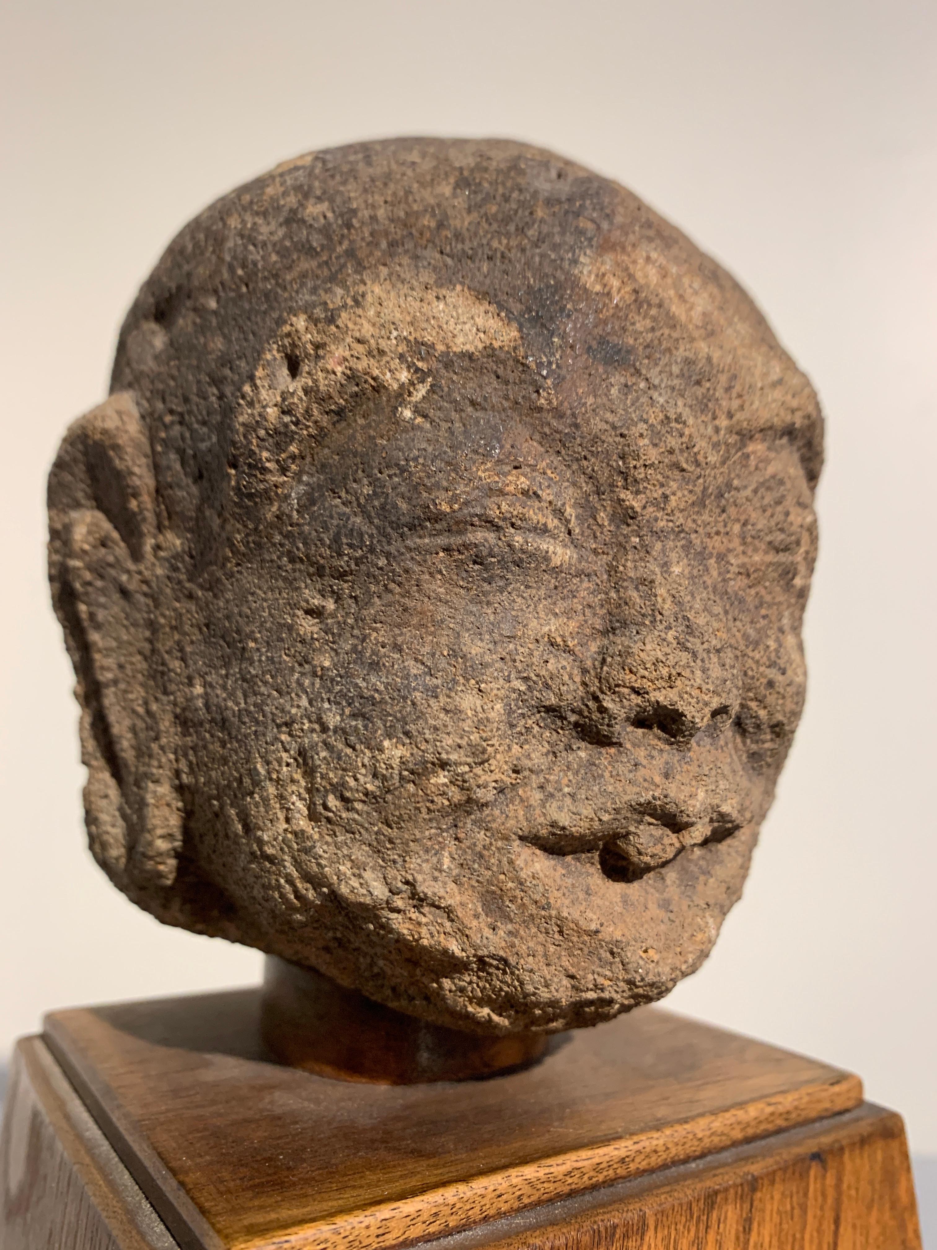 Indonesian Majapahit Terracotta Head of a Male, circa 14th Century For Sale 4