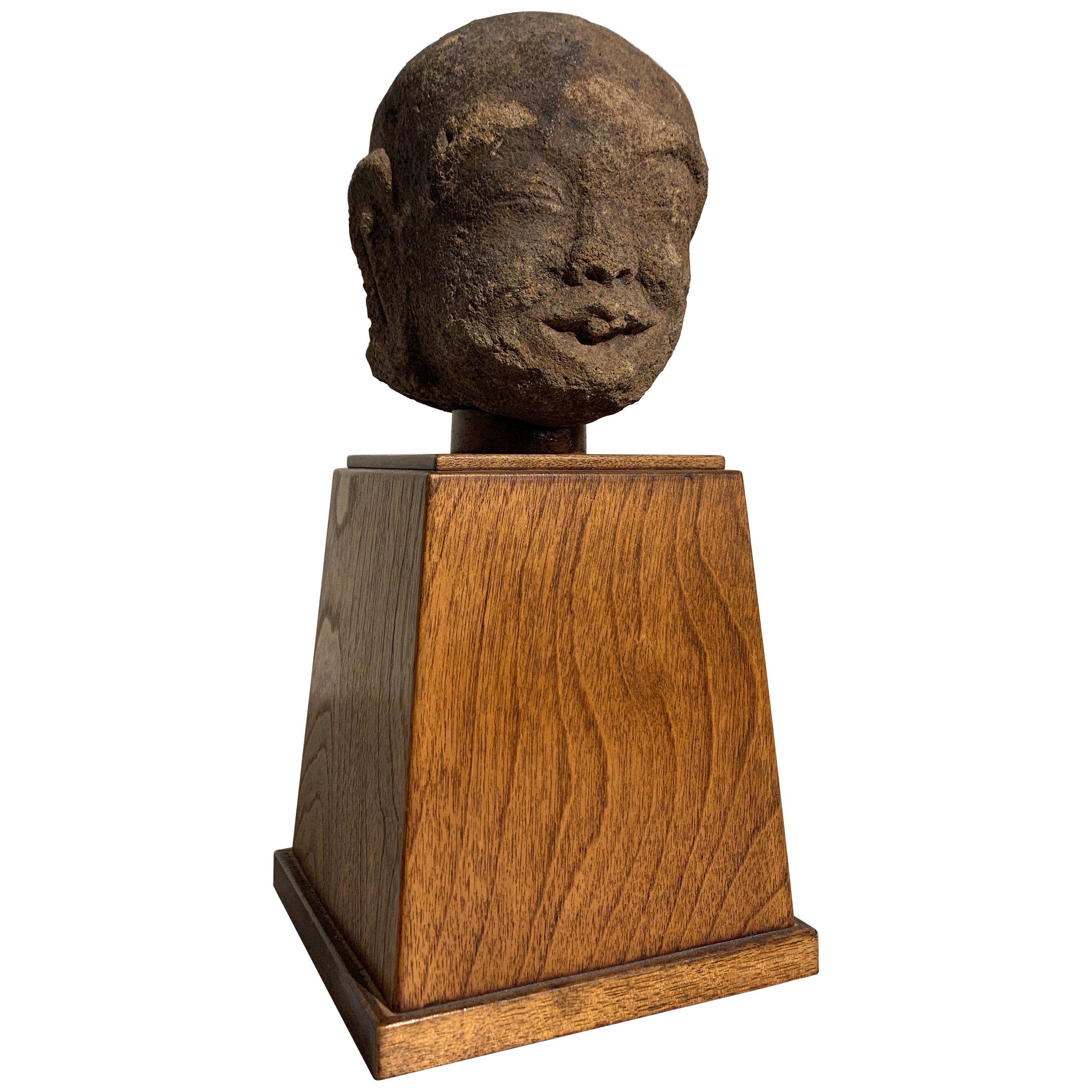 Indonesian Majapahit Terracotta Head of a Male, circa 14th Century For Sale