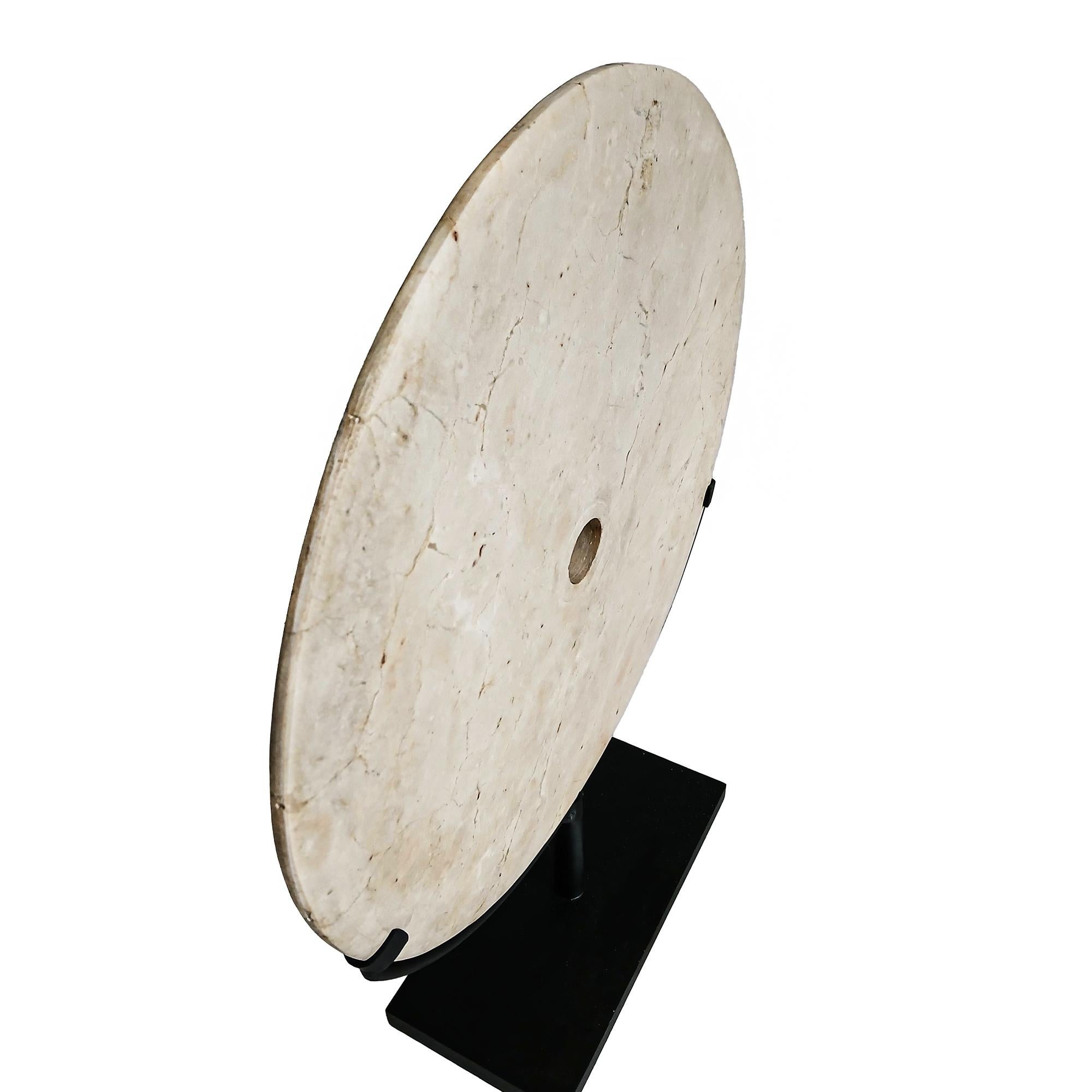 Indonesian Marble Disk on Stand, 16 inches For Sale 6