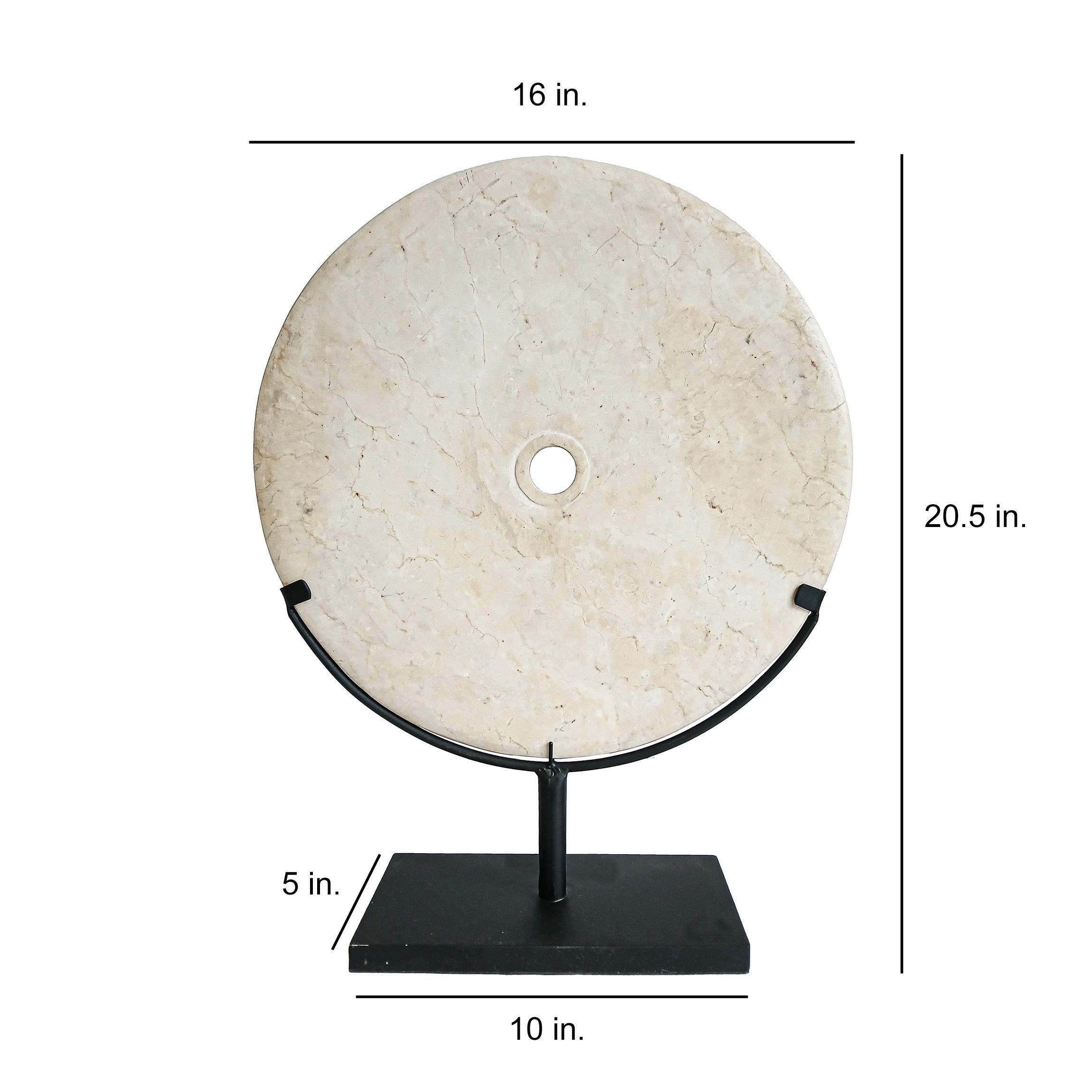 Indonesian Marble Disk on Stand, 16 inches For Sale 7
