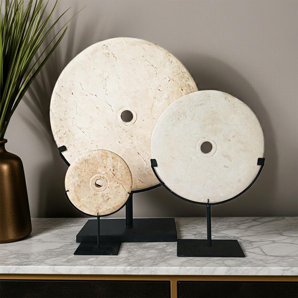 Indonesian Marble Disk on Stand, 16 inches For Sale 10