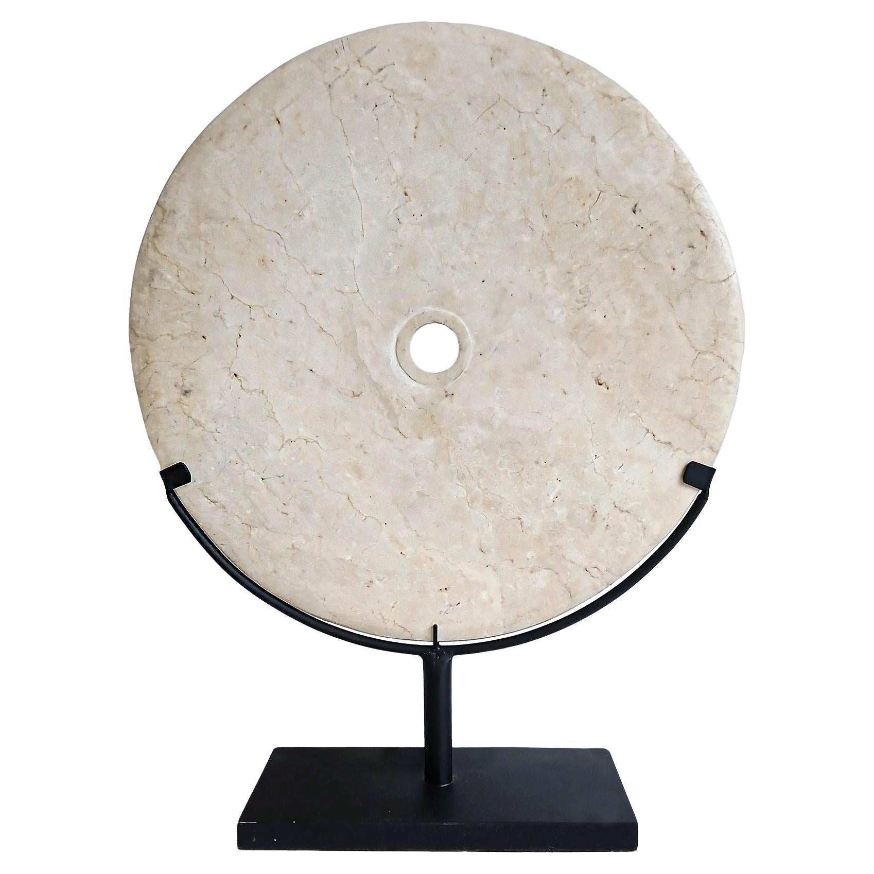 Indonesian Marble Disk on Stand, 16 inches