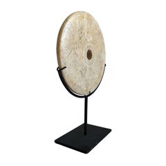 Hand-Carved Indonesian Marble "Bi" Disk on Stand, 6 inches, Contemporary