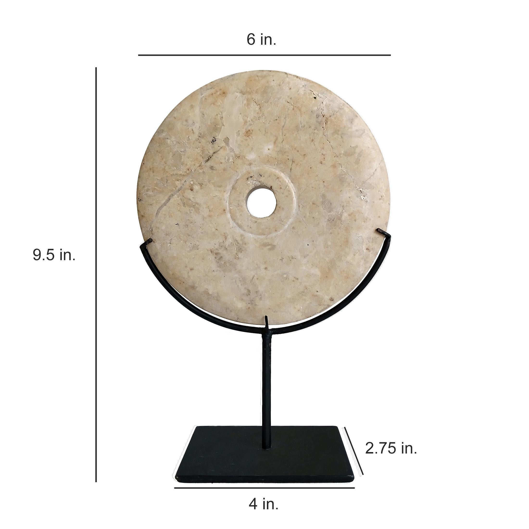 Indonesian Marble Disk on Stand, 6 inches For Sale 3