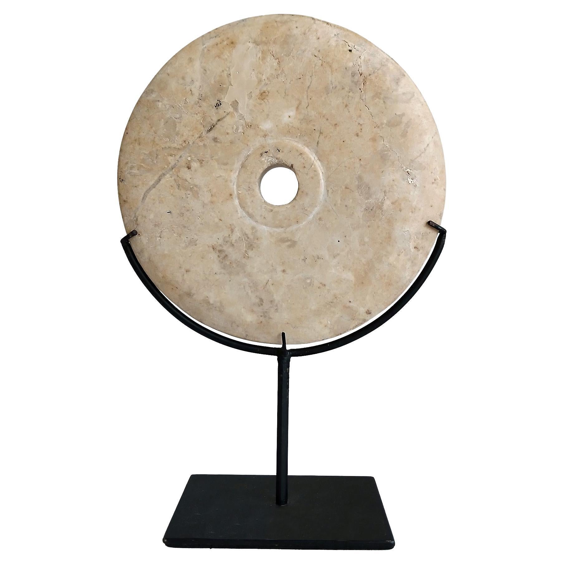 Indonesian Marble Disk on Stand, 6 inches