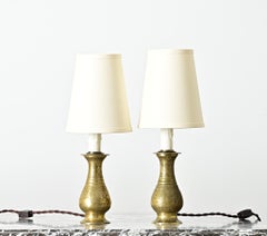 Indonesian Pair of Vintage Brass Table Lamps