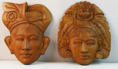 Coppia reale indonesiana Sculture da parete in legno scolpito