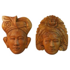 Coppia reale indonesiana Sculture da parete in legno scolpito