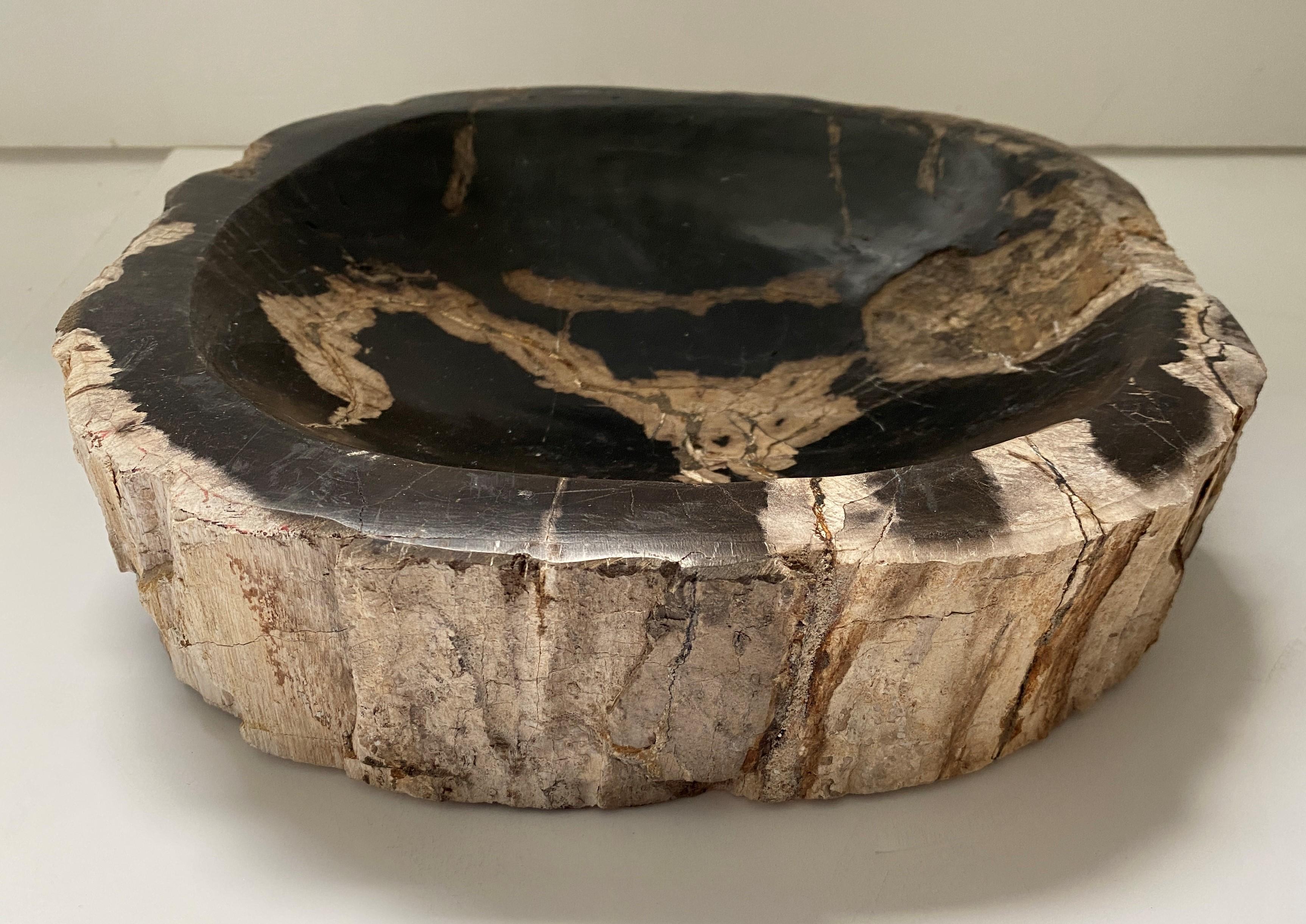 Indonesian Petrified Wood Bowl  In Good Condition For Sale In West Palm Beach, FL