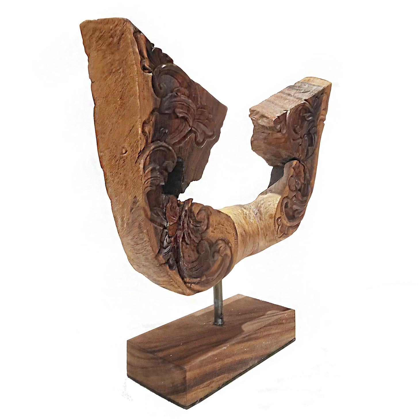 Indonesian Reclaimed Wood Sculpture, Wing-Shaped In Good Condition For Sale In New York, NY