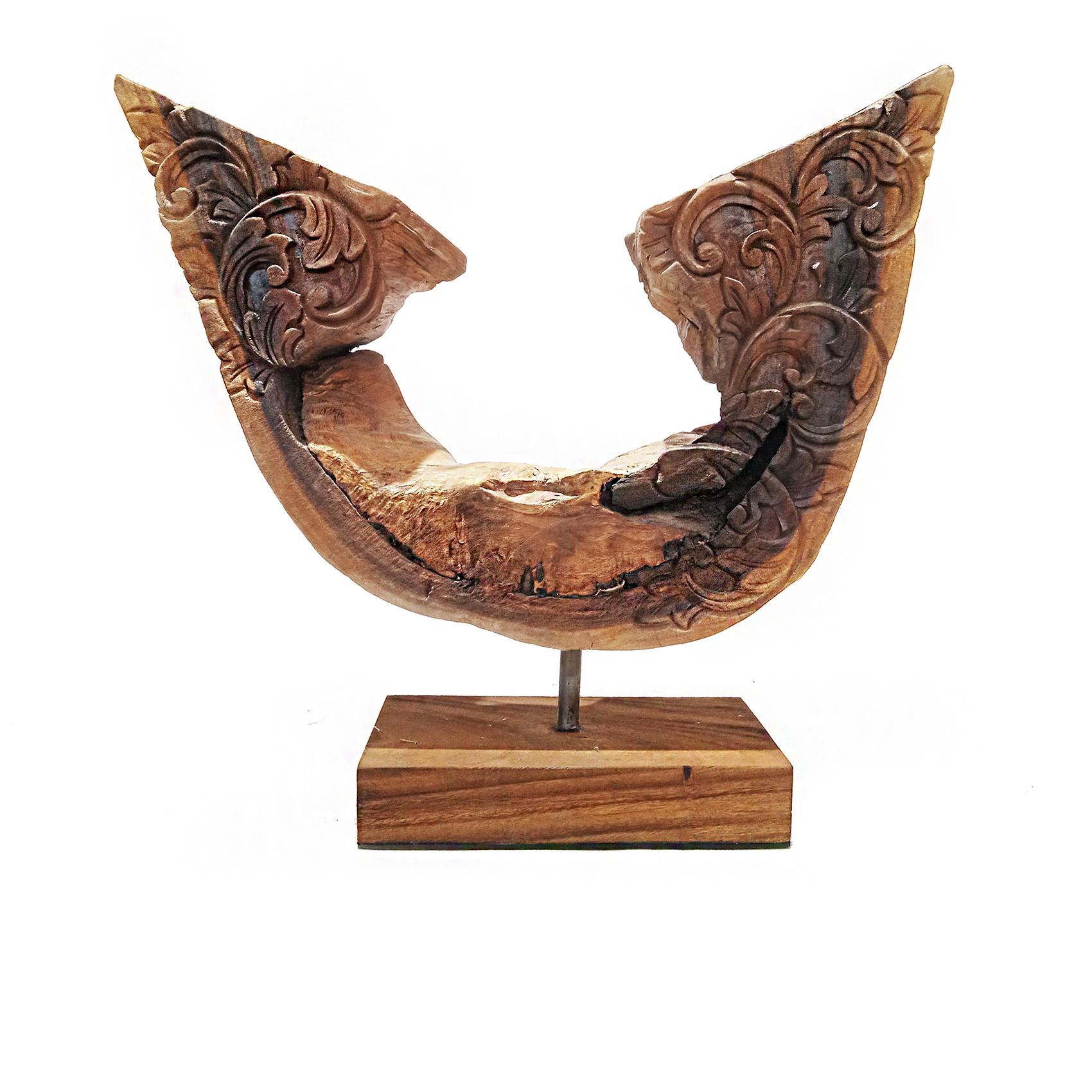 Indonesian Reclaimed Wood Sculpture, Wing-Shaped For Sale 2
