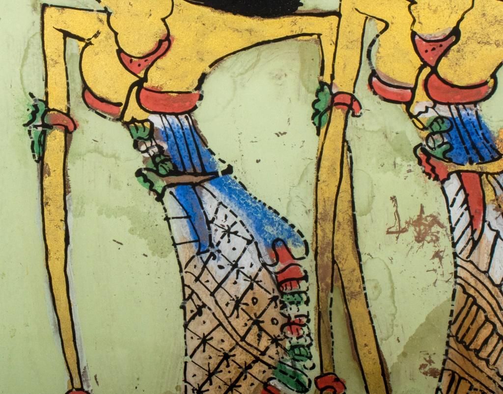 Japonisme Indonesian Reverse Painting on Glass with Gilt