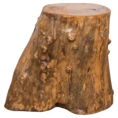 Indonesian Rustic Root Drinks Table or Stool with Light Brown Finish