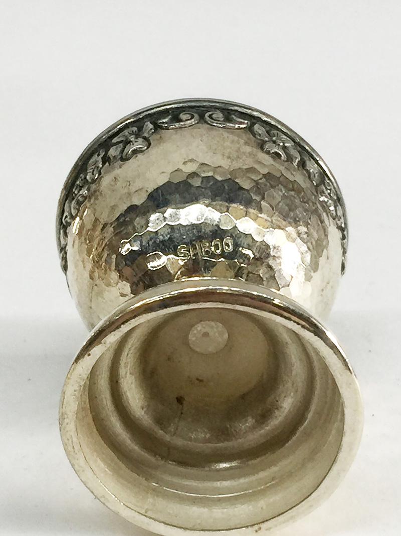20th Century Indonesian Silver Yogya Egg Cups Made by Sastro Sukarto For Sale