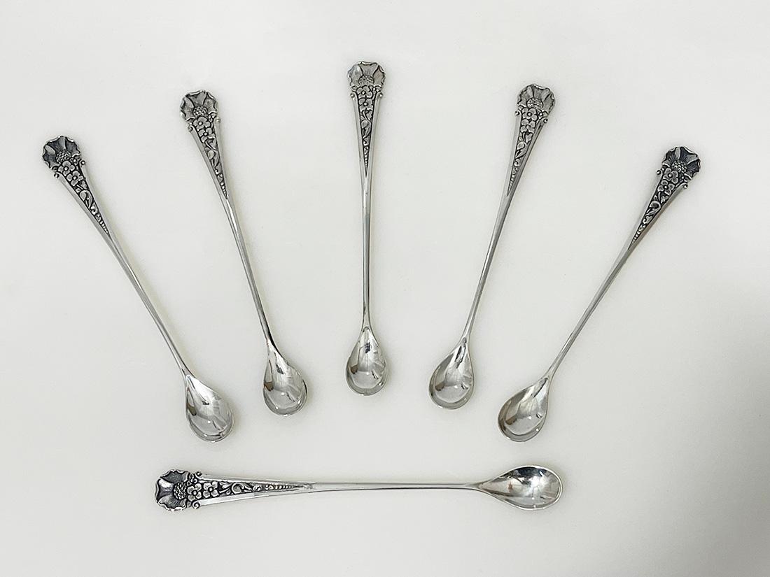 Indonesian Silver Yogya long spoons made by Sastro Sukarto In Good Condition In Delft, NL