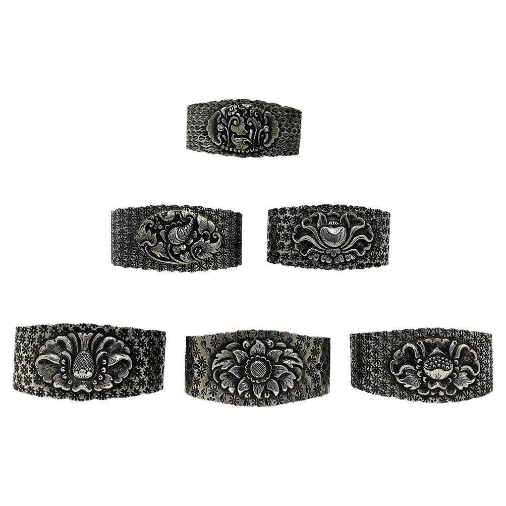 Indonesian Silver Yogya Napkin Rings, 1930s For Sale