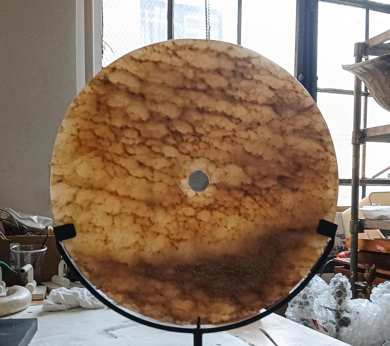 Indonesian Stone Disk on Stand For Sale 9