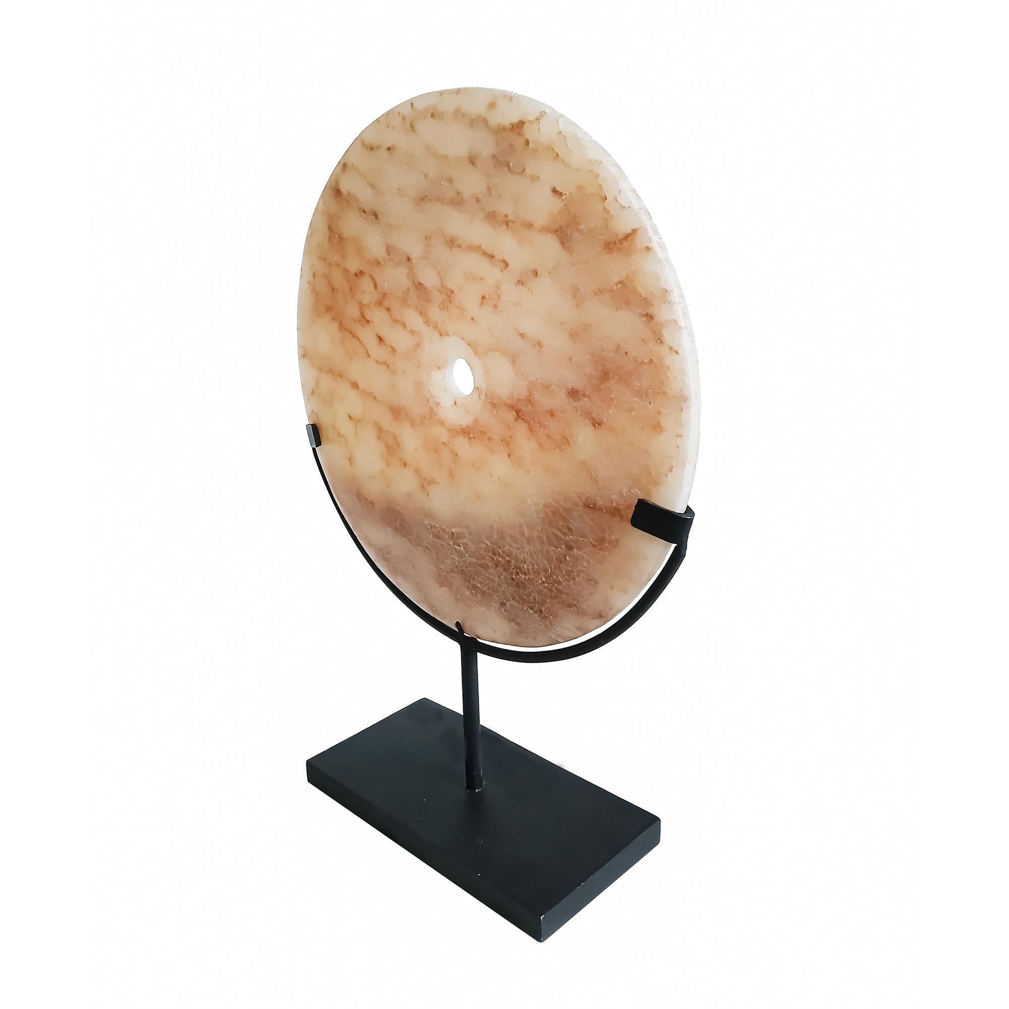 Contemporary Indonesian Stone Disk on Stand For Sale