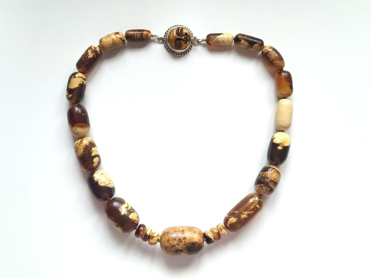 Bead Indonesian Sumatra Amber Necklace For Sale