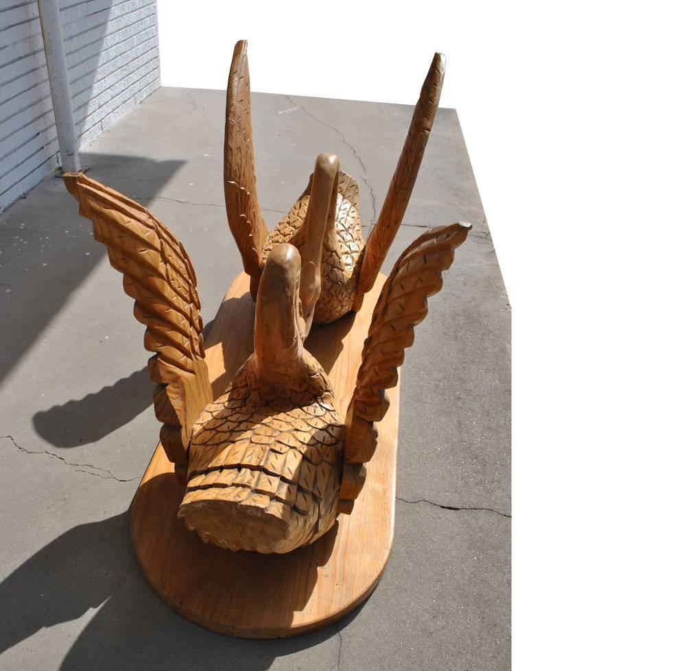 Carved Indonesian Swan Console  