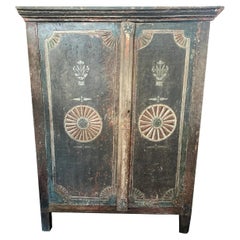 Antique Indonesian Teak Cabinet from Java with Carved Fan Motifs, 19th Century