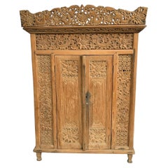 Indonesian Teak Cabinet from Java with Elaborate Carved Detailing, c. 1950