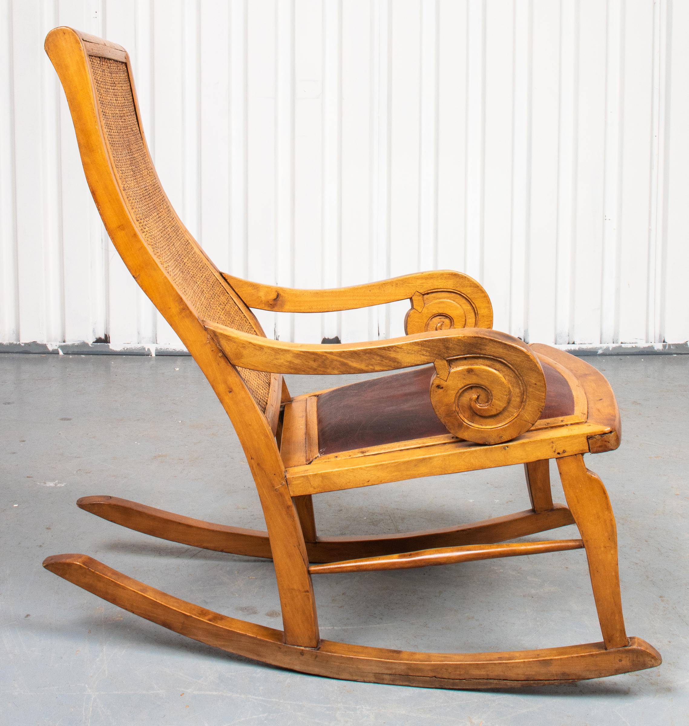 vintage rocking chair with leather seat