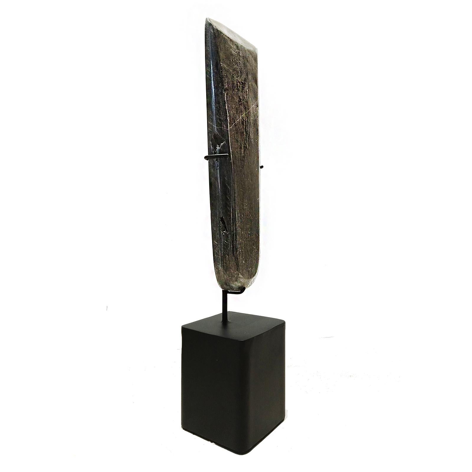 Organic Modern Indonesian Volcanic Stone Blade, Mounted For Sale