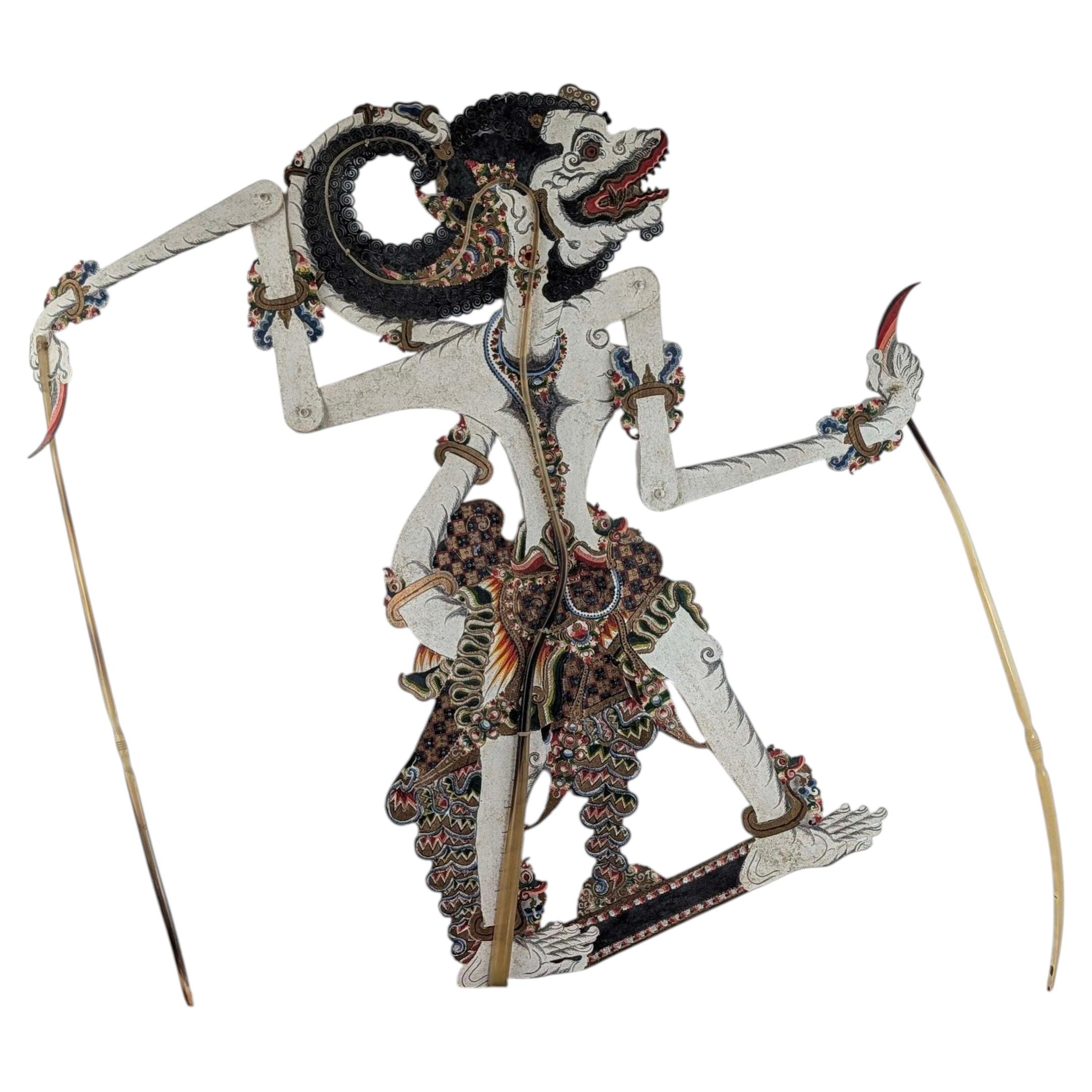 Indonesian Wayang Kulit Hanuman Shadow Puppet, 20th Century For Sale