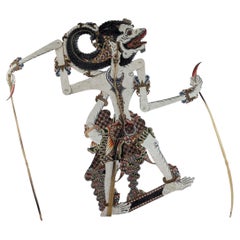 Indonesian Wayang Kulit Hanuman Shadow Puppet, 20th Century