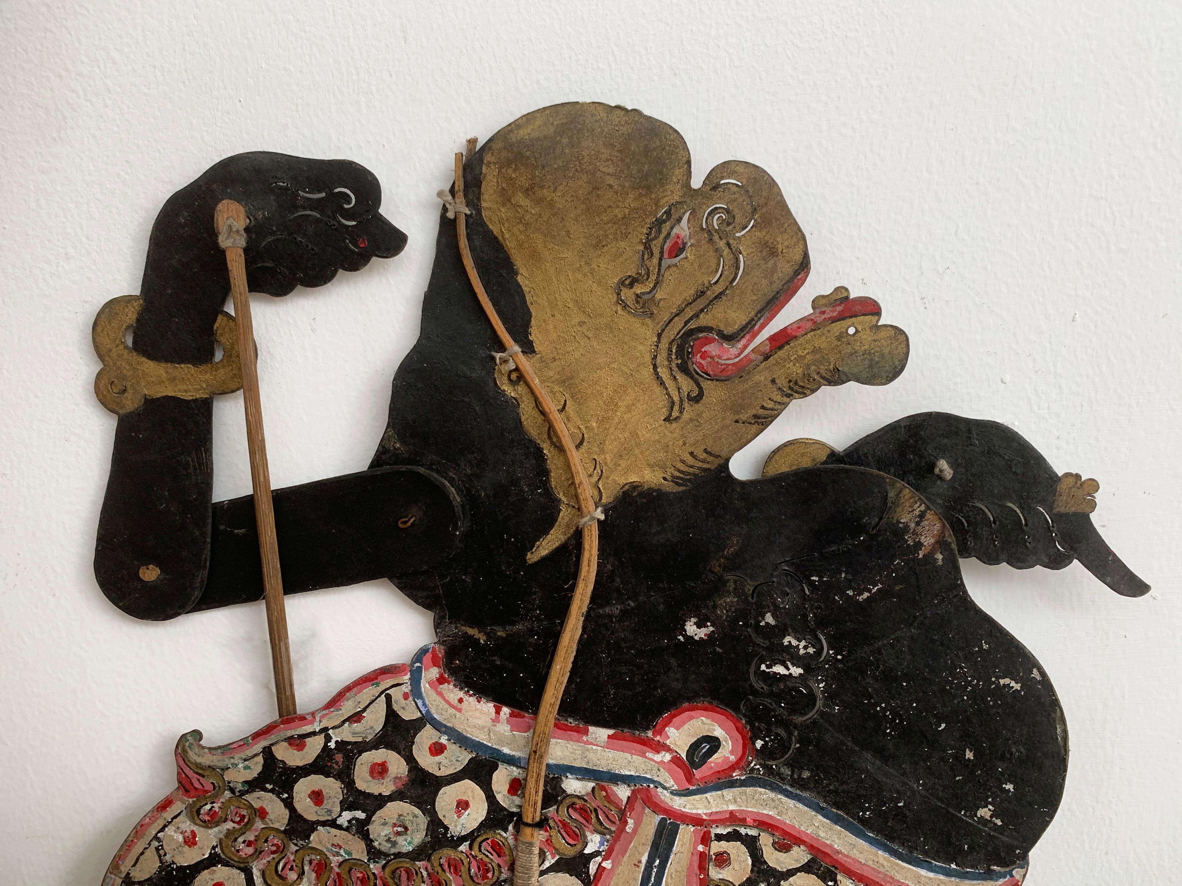 Indonesische Schattenpuppe „Wayang Kulit“ aus Java, Indonesien, frühesisches 20. Jahrhundert im Zustand „Gut“ im Angebot in Jimbaran, Bali