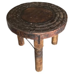 Antique Indonesian Wheel Repurposed Side Table