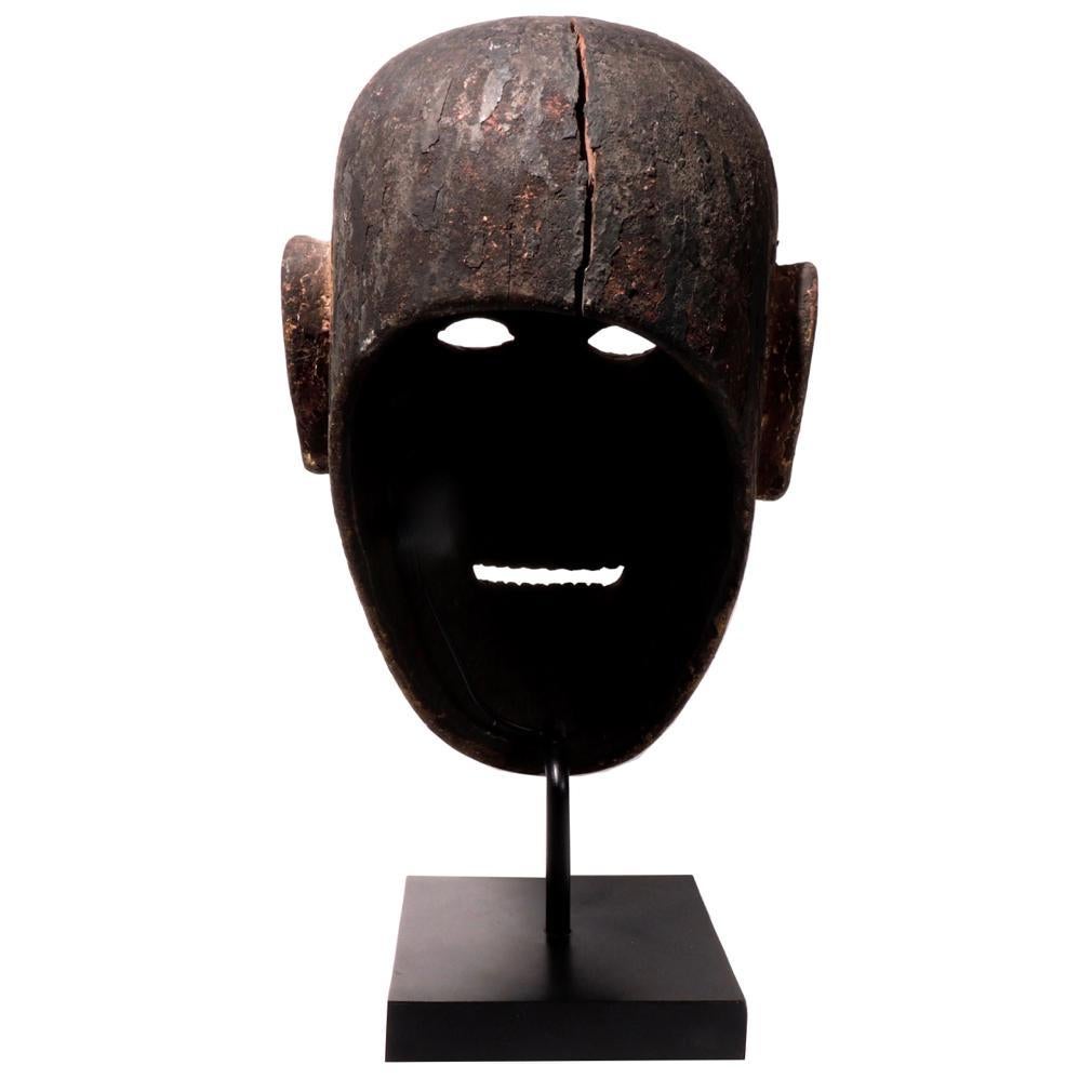 Indonesian Wood Helmet Mask, Sumatra, Toba Batak In Fair Condition For Sale In New York, NY