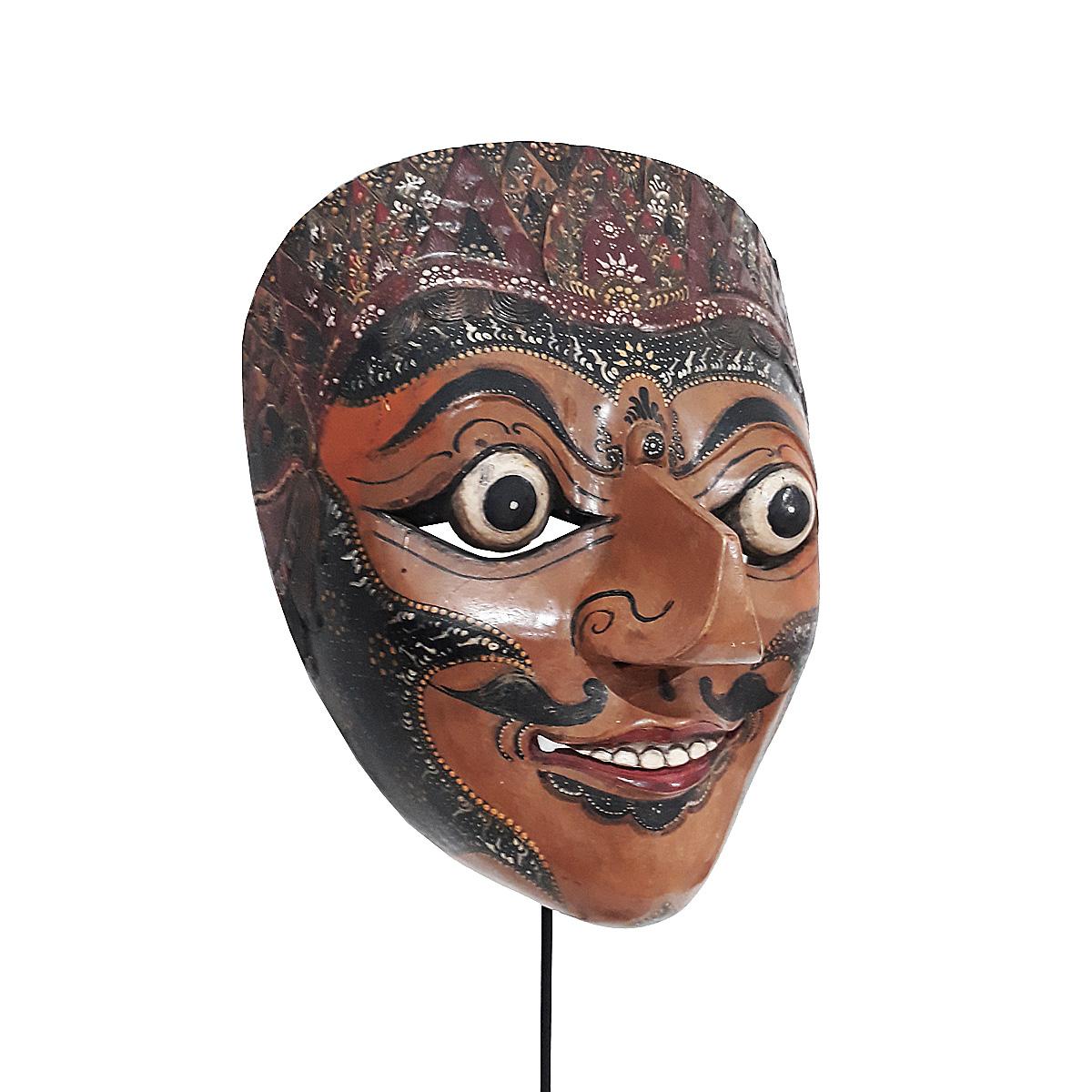 Teak Indonesian Wood Mask, Mid-20th Century For Sale