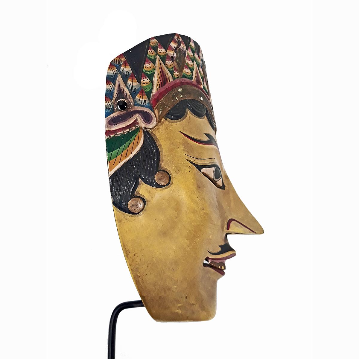 Hand-Carved Indonesian Wood Mask, Mid-20th Century