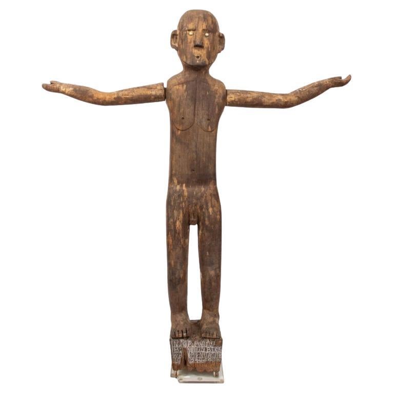 Indonesian Wood Patung Polisi Guardian Sculpture For Sale
